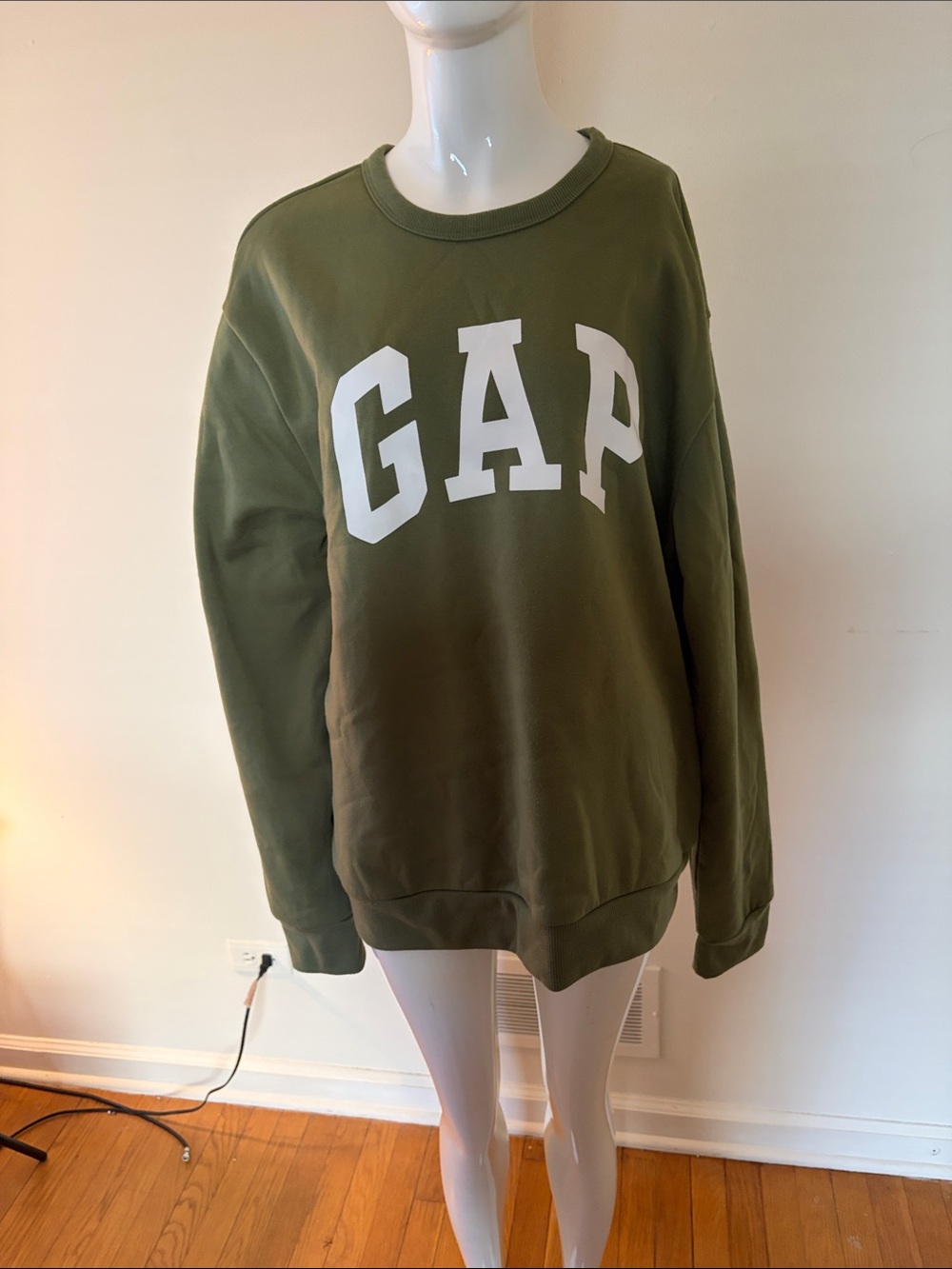 GAP Olive Green Crewneck Sweatshirt with White Logo